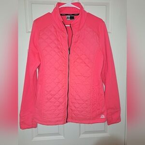 RBX Athletic Performance Pink Quilt Fleece Pockets Full Zip Jacket Sz L